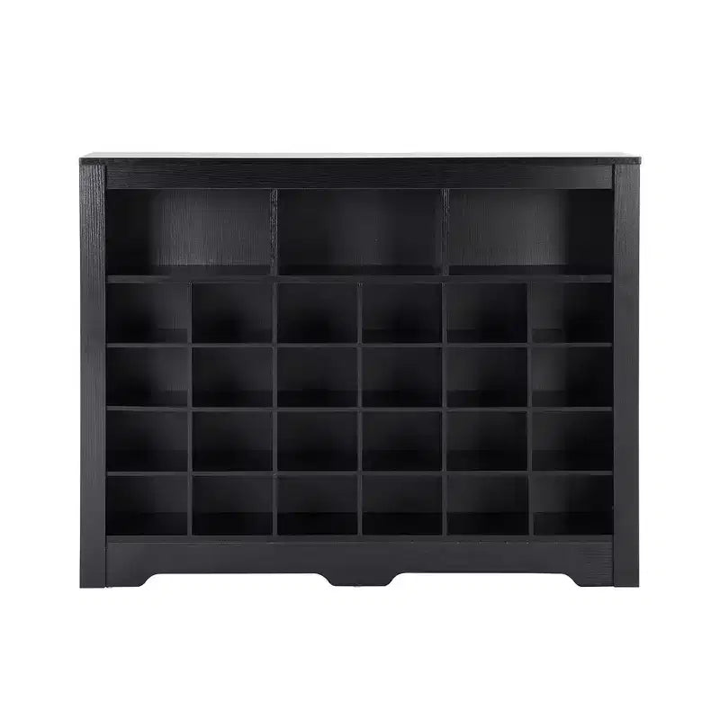 Shoe Rack with Curved Base Large Capacity Free Standing Shoe Cabinet with 24 Compartments Wooden Organizer for Entryway Bedroom Living Room