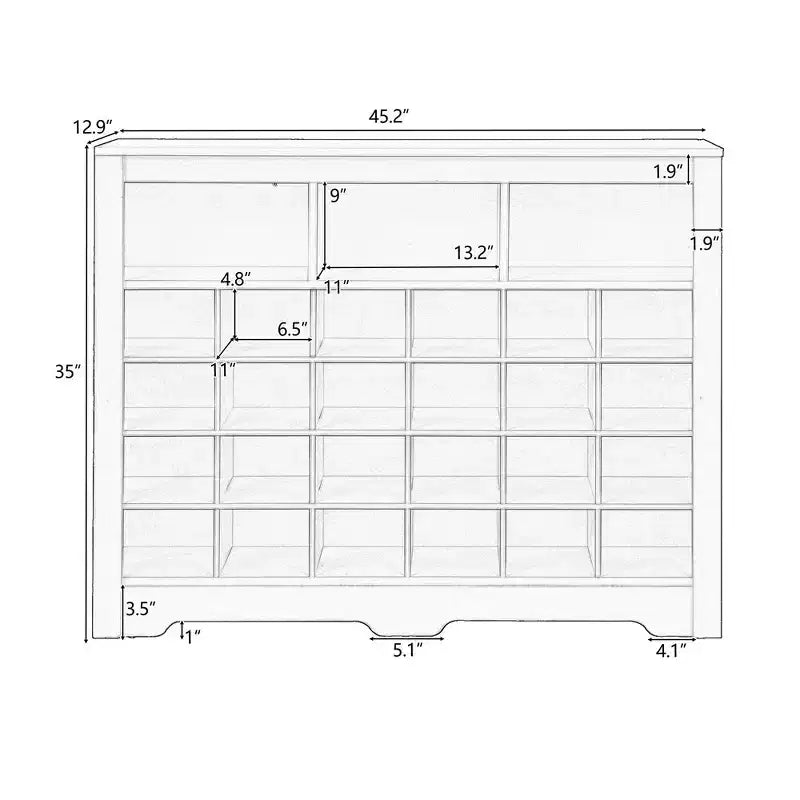 Shoe Rack with Curved Base Large Capacity Free Standing Shoe Cabinet with 24 Compartments Wooden Organizer for Entryway Bedroom Living Room
